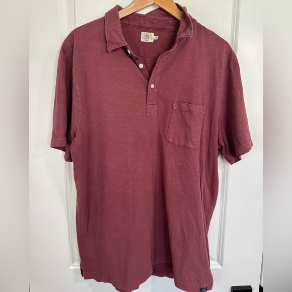 Faherty Other - Faherty Men’s Sun Washed Polo Shirt Red Burgundy Short Sleeve Coastal Surf XL